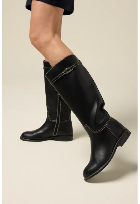 Високи ботуши от еко кожа - Черен
