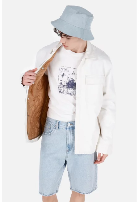 Яке от деним с пришити джобове - Бял