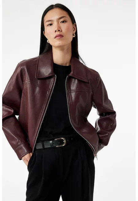 Яке от еко кожа с цип