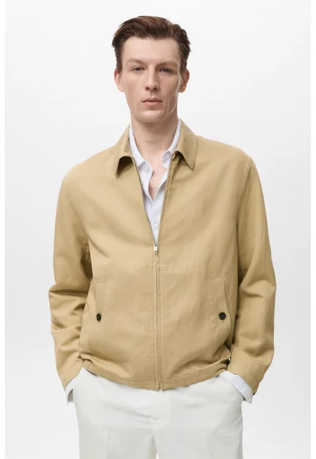 Яке с лен с цип - Бежов