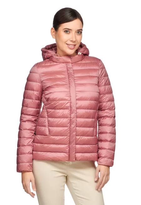 Зимно пухено яке Jaysen с качулка - Прашно розово