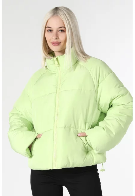 Зимно яке с висока яка - Светлозелен