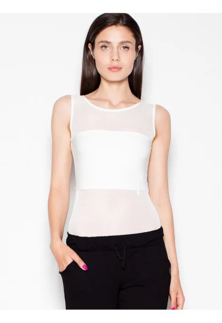 Бежово боди  прозрачно - без презрамки - полукръгло деколте - полиестер.