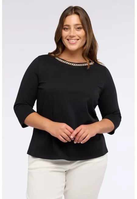 Блуза с 3/4 ръкави и деколте с верижка