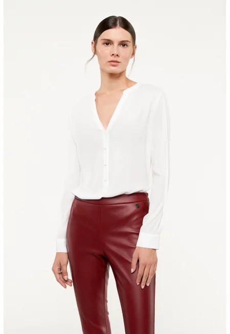 Блуза тип туника с цепка с копчета - Бял