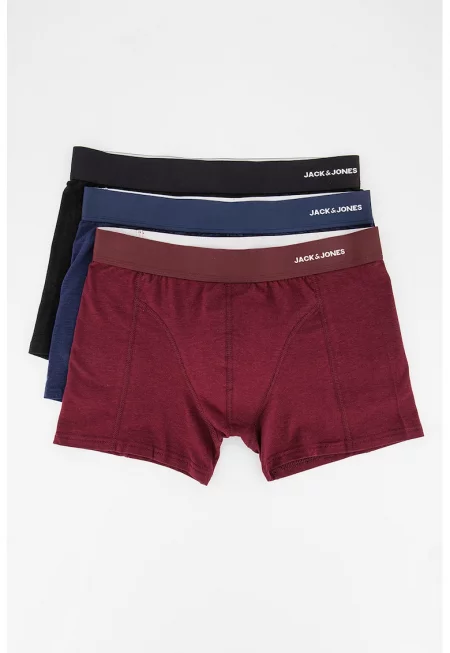 Боксерки с лого - 3 чифта - Бордо/Черен/Тъмносин