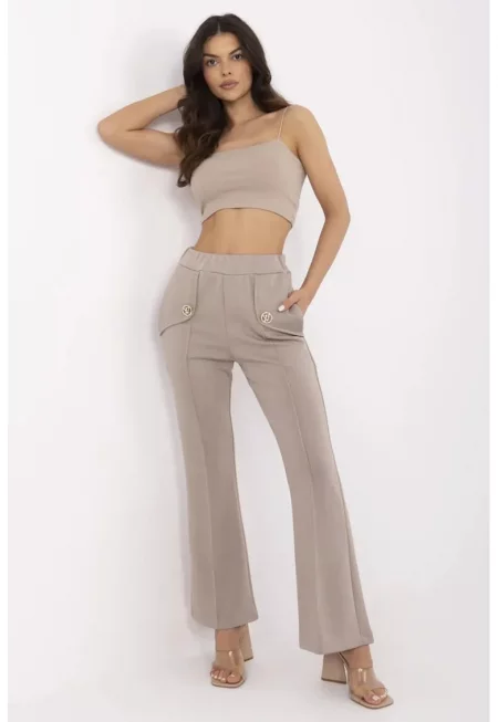 Bootcut Pants With Decorative Buttons