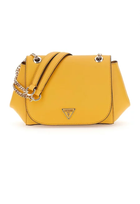 Чанта през рамо от еко кожа с две отделения - Шафраново жълто