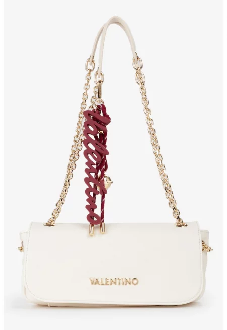 Чанта през рамо с отделящо се лого - Мръснобял