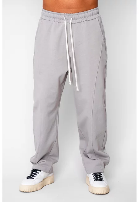 Дълъг панталон Baloon Fit от 100% памук - 400гр/кв.м Premium Edition Бежов 20236 - Сив