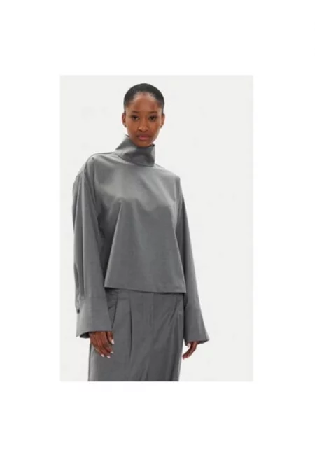 Дамска блуза - 2-ри ден - 304354229 - Тенсел/Рейон - Сива - Сив