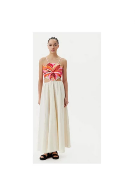 Дамска лятна рокля  PT2530CLD001 - Лен - Бежов - Бежов