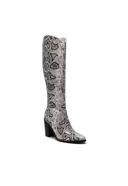 Дамски боти -  301727743 - Еко кожа - Сиви - Сив