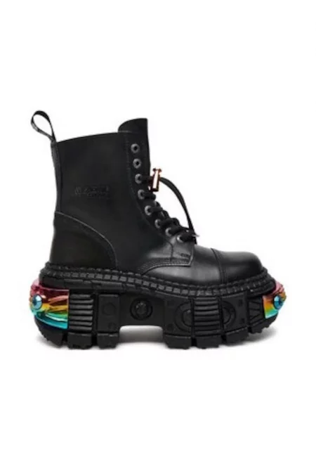 Дамски боти -  модел M-WALL083CCT-S8 - естествена кожа - черни - Черен