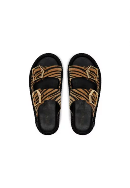 Дамски джапанки - SYD.20-ZEB -  Естествена кожа - Кафяв