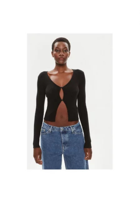 Дамски кардиган -  303995553 - Памук/Акрил - Черен