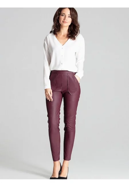 Дамски панталон - Ленитиф - дълъг - червен -