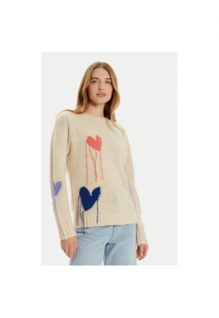 Дамски пуловер -  304474088 - Полиамид/Полиестер/Вълна - Бежов