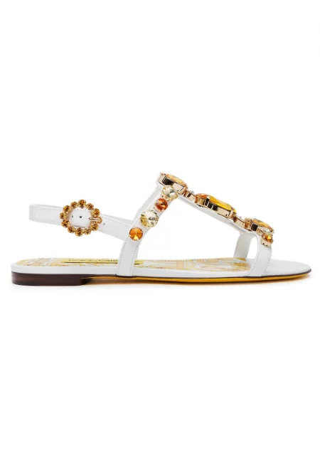 Дамски сандали - Dolce Gabbana - естествена кожа - модел 8V135 - бели -