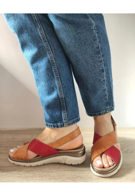 Ежедневни дамски сандали  12505Vt Mostar 55-N керемидено червено с червено - червено - Червен