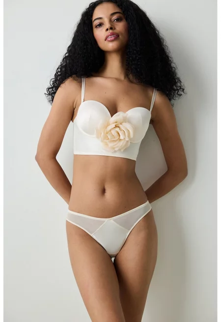 Флорално бюстие - Мръснобял