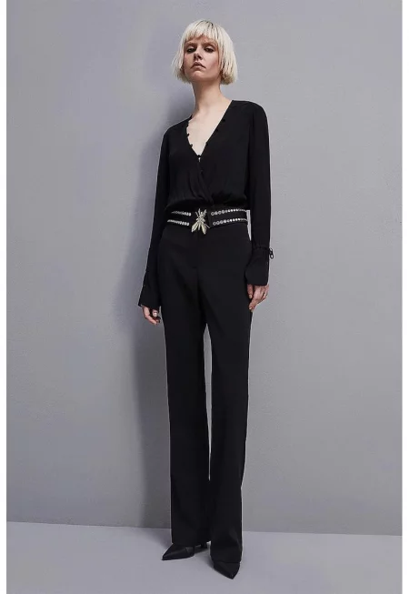 Гащеризон със свободна кройка с дълъг ръкав - Черен