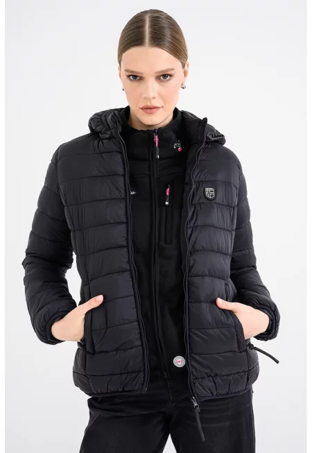 Капитонирано зимно яке Atikotal с джобове - Черен