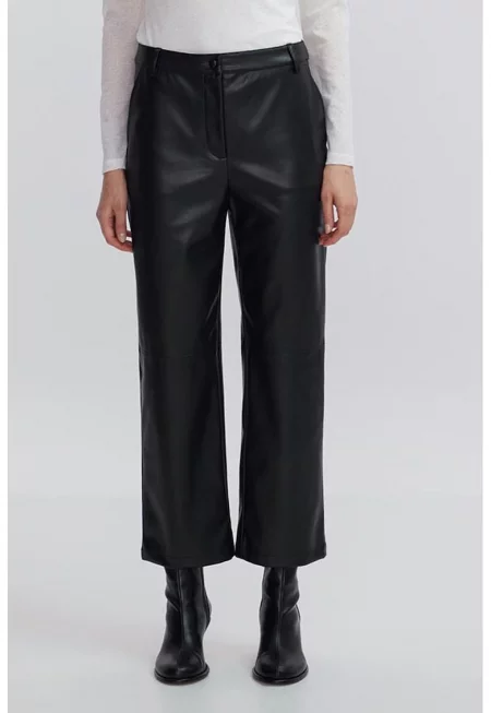 Капри от еко кожа - Черен