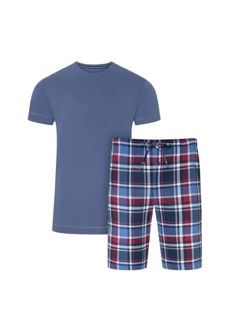 Къса пижама с модал - Червен/Син