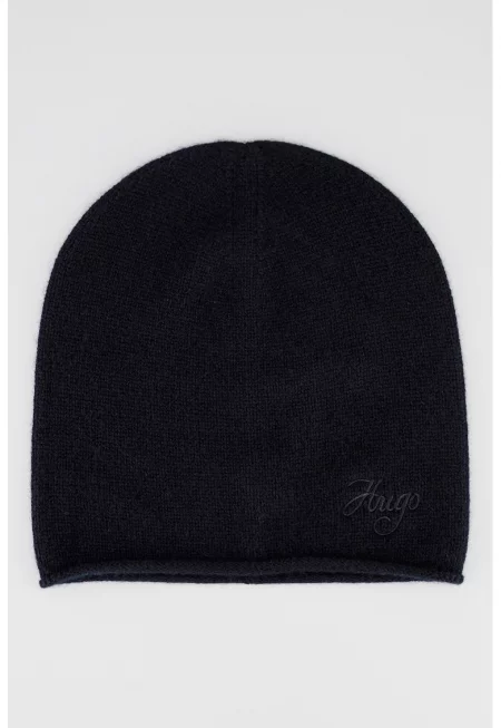 Кашмирена шапка с бродирано лого