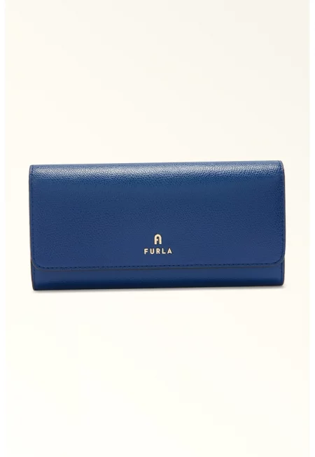 Кожен портфейл Camelia Continental с капаче - Тъмносин