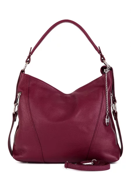 Кожена чанта Хобо Castello с релеф