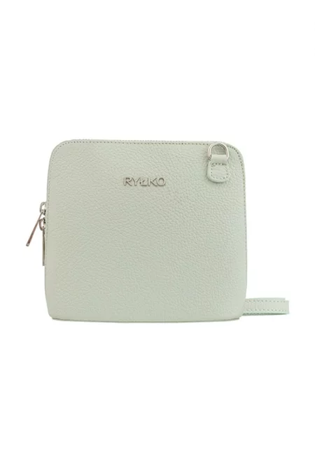 Кожена чанта през рамо - Бледозелен