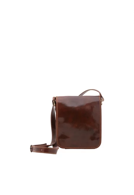 Кожена чанта през рамо - Кафяв