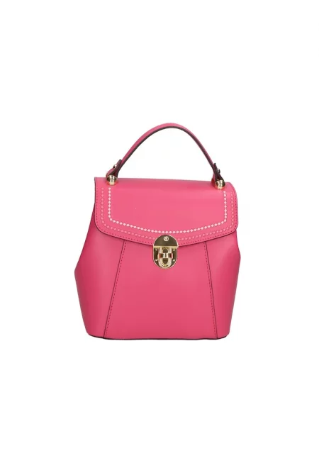 Кожена раница 24575 с бродерии - Фуксия