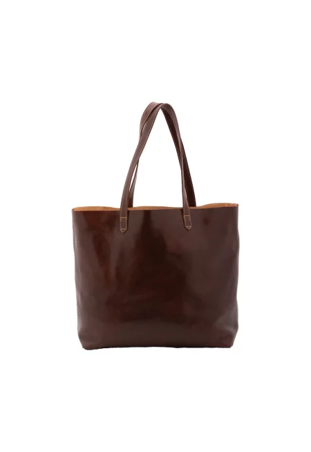 Кожена шопинг чанта - Кафяв
