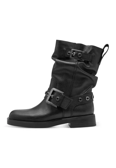 Кожени боти с декоративна каишка с тока