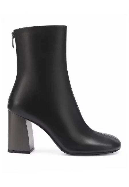 Кожени боти с масивен ток - Черен