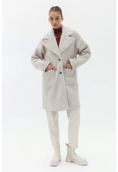 Палто с джобове встрани и изчистен десен