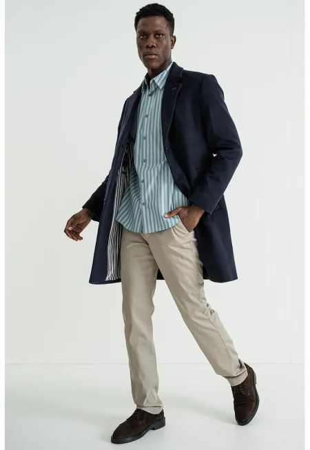 Палто с вълна с раздвоен ревер