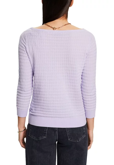 Памучен пуловер с деколте тип лодка