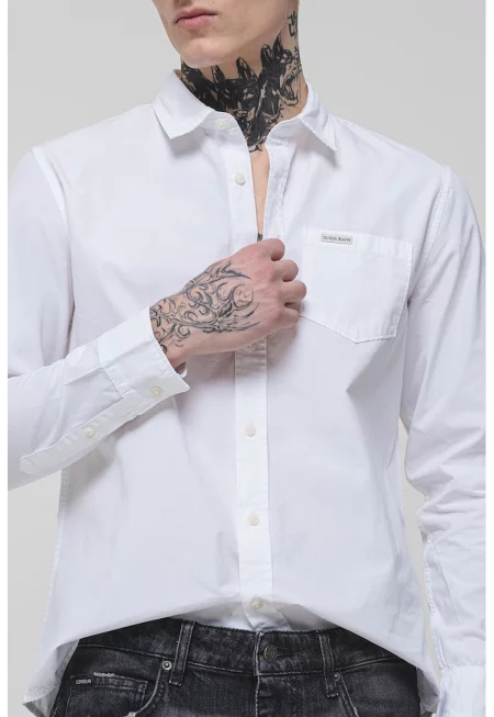 Памучна слим риза - Бял