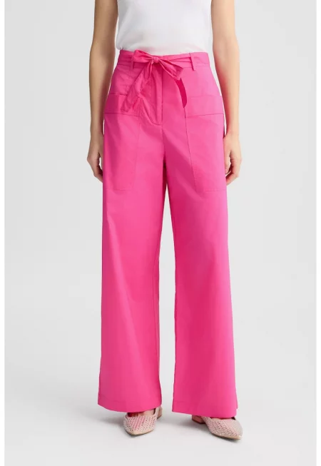 Панталон с широк крачол и пришити джобове - Светлорозов