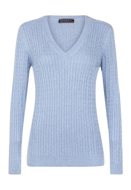 Плетен пуловер с шпиц