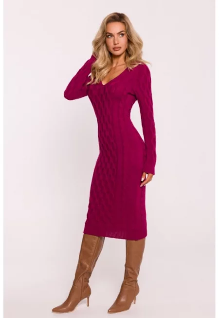 Плетена рокля с V-образно деколте -  One Sizeqwdxz