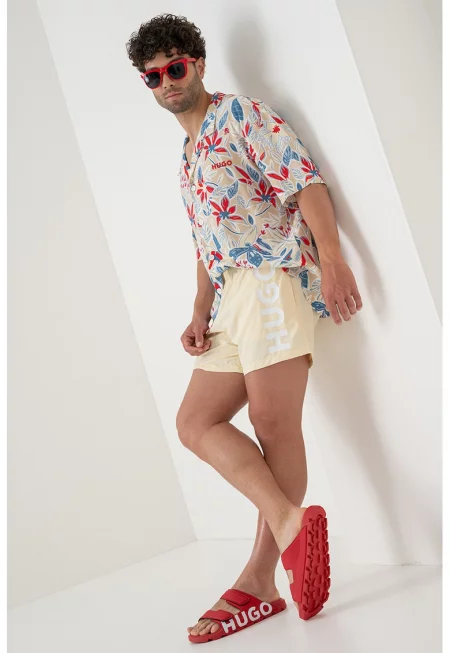 Плувни шорти с лого - Бял/Бледожълт