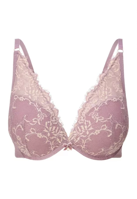 Подплатен сутиен с дантела - Бежов