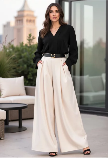 Пола-панталон -  елегантен - удобен - 95% полиестер - екрю - SM