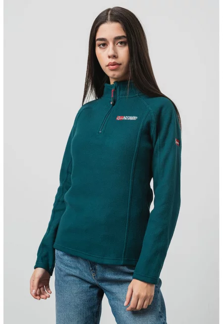 Поларен суитшърт с къс цип и ръкави реглан