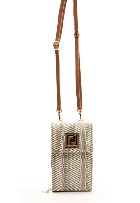 Портмоне от еко кожа със сплетен дизайн - Бежов/Камел